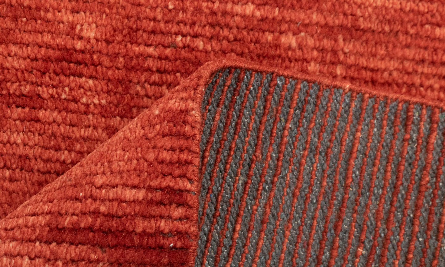 Solid Red Hand Knotted wool Rug